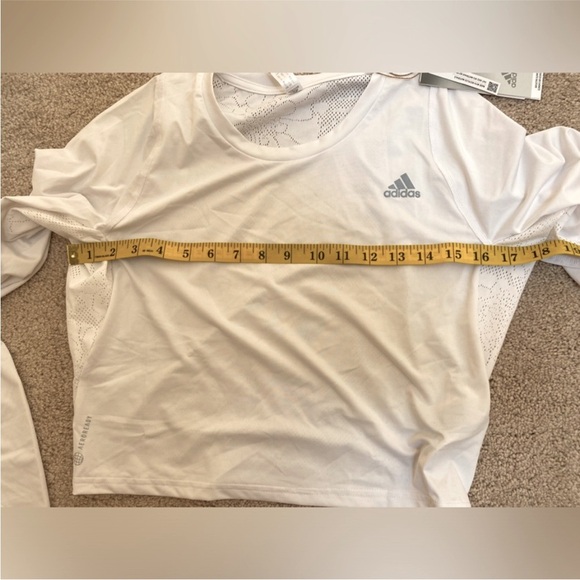 NEW Adidas Fast Flower crop mesh back shirt white size L - Picture 4 of 6